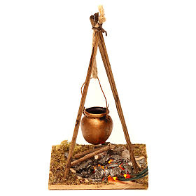Nativity setting, fire with 2 flickering LED lights, 10x6,5x7cm
