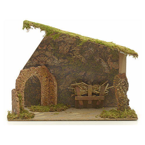 Holyart Capanna Presepe Fontanili 6.5 Cm – Artigianale, Legno E Paglia, Con Statuine