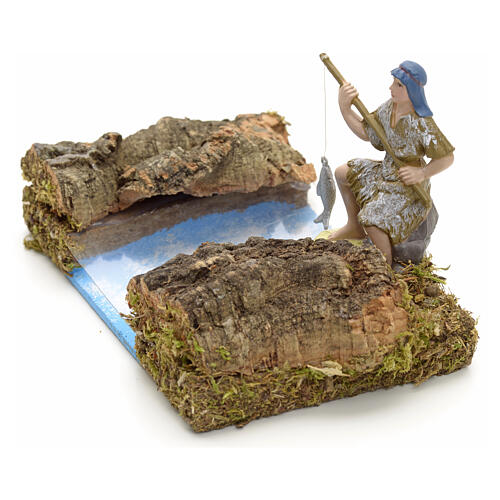 Pescador com vara para presépio de 8 cm 2