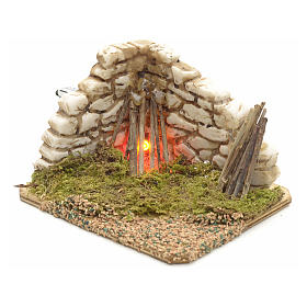 Nativity setting, resin fire pit with low wall
