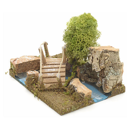 Nativity setting, bridge with lichen and cork rocks 2