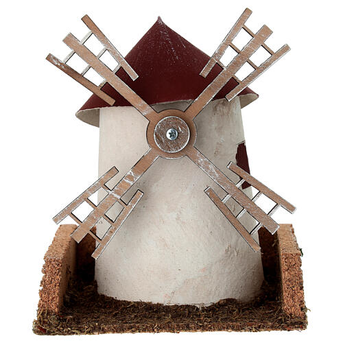 Windmühle aus stuckiertem Holz für Krippe 15x14x14 1