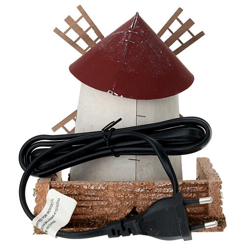 Windmühle aus stuckiertem Holz für Krippe 15x14x14 4