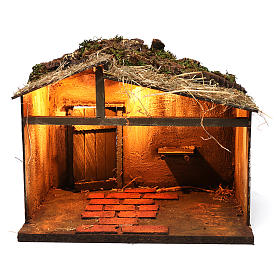 Beleuchteter Stall mit Stroh Krippe Neapel 25x35x25 cm