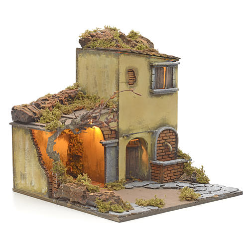 Nativity scene village with fountain, Neapolitan style 40x40x40 2