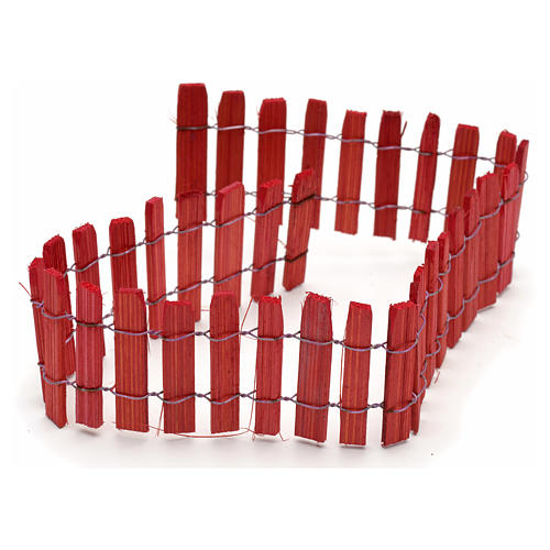 Nativity setting, red wooden fence 40cm 1