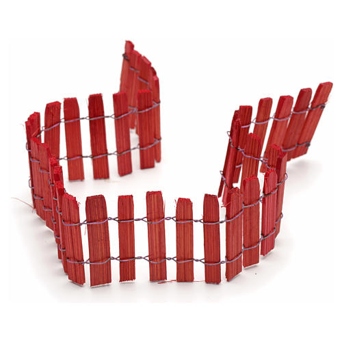 Nativity setting, red wooden fence 40cm 2