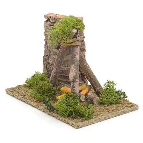 Nativity setting, fire pit with cork wall, 9x14x9cm 2