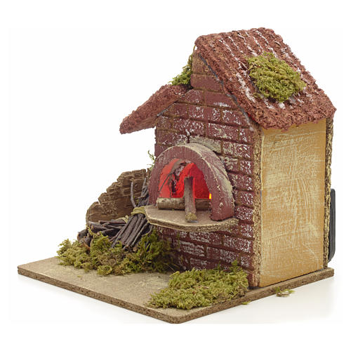 Nativity accessory, battery powered oven with bundles 16x14x14cm 2