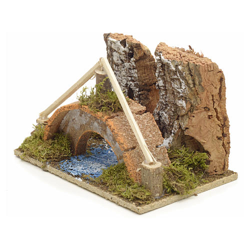 Nativity setting, arched bridge with canal 9x14x9cm 2