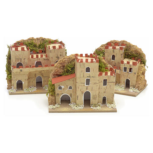 Nativity setting, houses in cardboard 8x10x6cm (3 different models) 1
