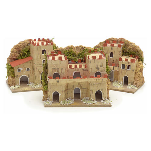 Nativity setting, houses in cardboard 8x10x6cm (3 different models) 2