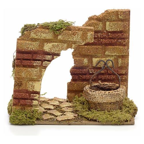 Nativity setting, well with arch and bricks, 13x15x10cm 1