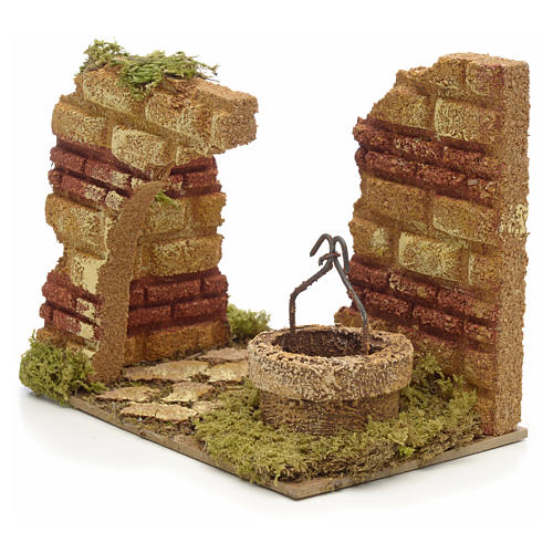 Nativity setting, well with arch and bricks, 13x15x10cm 2
