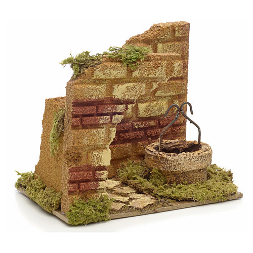 Nativity setting, well with arch and bricks, 13x15x10cm 3