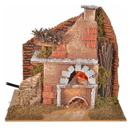 Nativity accessory, oven with light, flame effect 20x12x17cm 4