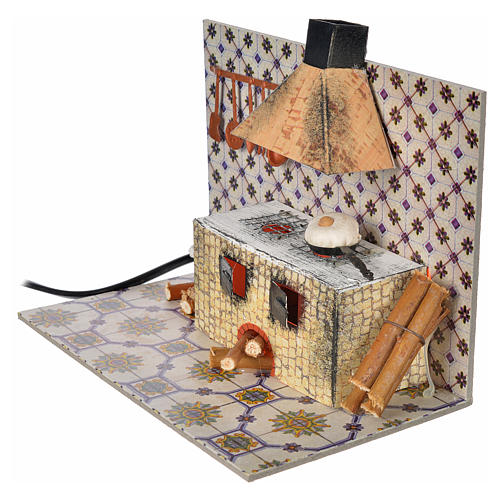 Nativity accessory, kitchen with flame effect 20x12x15.5cm 2