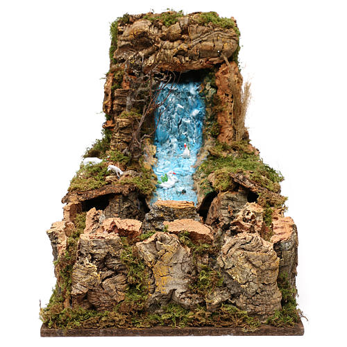 Nativity setting, waterfall with stream and pump 60x34cm 1