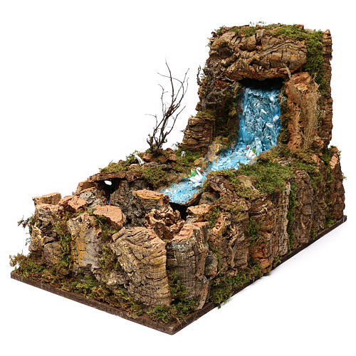 Nativity setting, waterfall with stream and pump 60x34cm 3