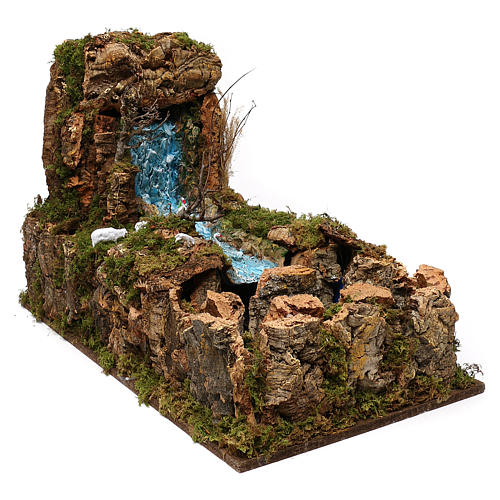 Nativity setting, waterfall with stream and pump 60x34cm 4