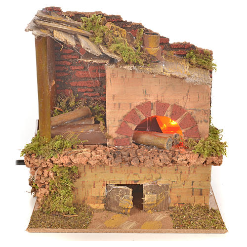 Nativity oven with flame lamp, 15x10x15cm 1