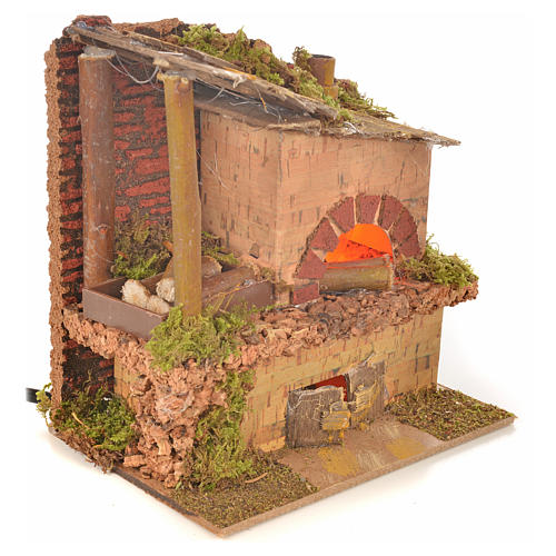 Nativity oven with flame lamp, 15x10x15cm 2