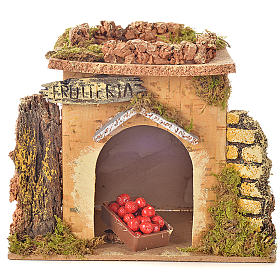 Settings, houses, workshops, wells: Nativity setting, fruit shop 15x10cm
