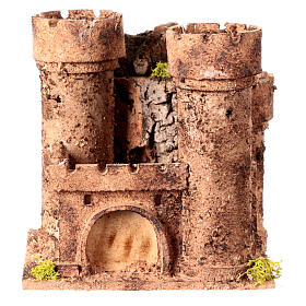 Neapolitan Nativity scene accessory, small cork castle
