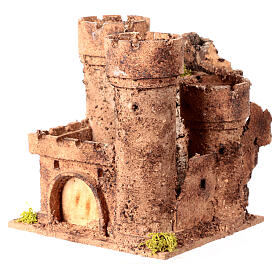 Neapolitan Nativity scene accessory, small cork castle