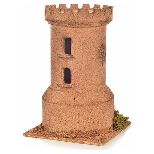 Neapolitan Nativity scene accessory, cork tower 13x13x20,5 cm 2