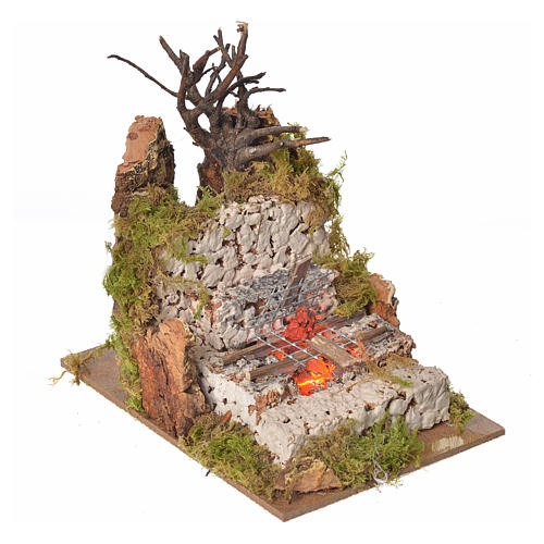 Nativity fire with lamp and grill, 15x10x10cm 2