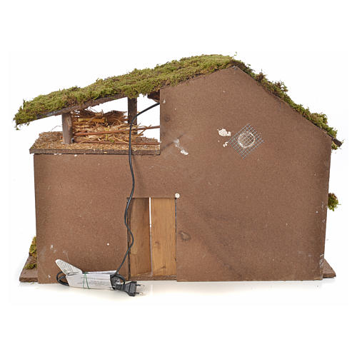 Hütte für Krippe Holz Kork und Moos 54x40x76cm 6