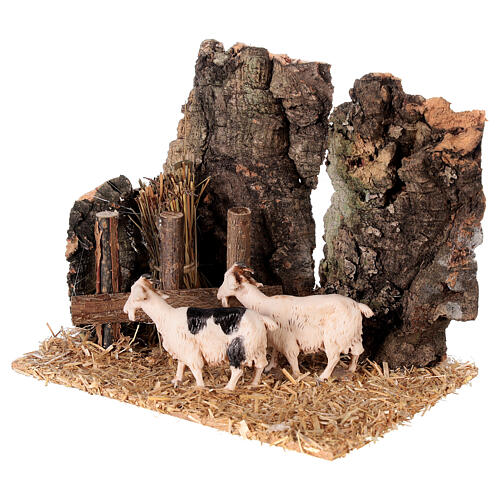 Nativity setting, goats at the manger 10x15x10cm 2