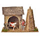 Nativity setting, stable with farmer, cow and straw 20x26x10cm s1