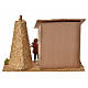 Nativity setting, stable with farmer, cow and straw 20x26x10cm s3