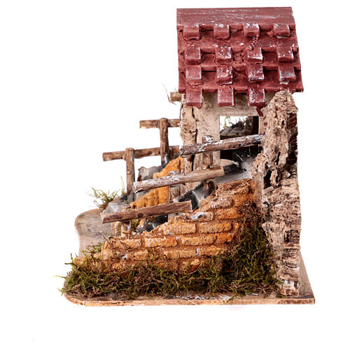 Nativity setting, country cottage with stairs 19x19x16cm 4