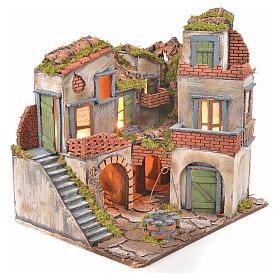 Neapolitan Nativity Village, 1700 style with well and light 45x55x38cm