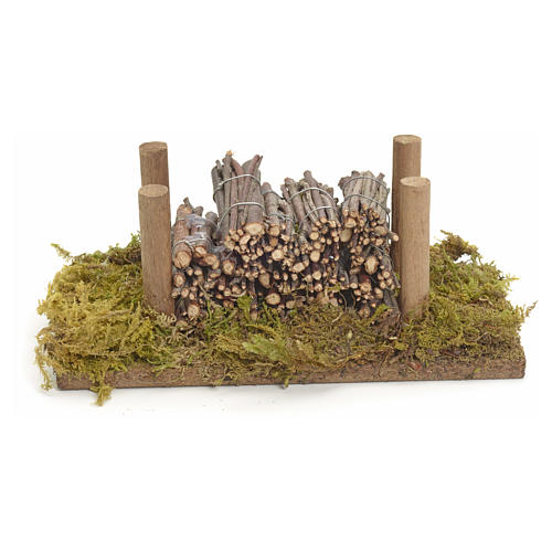 Nativity accessory, wood stack on moss 1