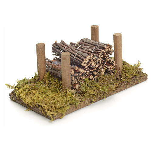Nativity accessory, wood stack on moss 2