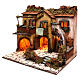 Borgo presepe napoletano stile 700 con 3 case e luce 57x50x40 s2