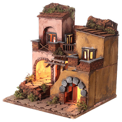 Neapolitan Nativity Village, 1700 style, oven, light 33x32x27cm 2