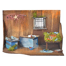Bottega del pescivendolo per presepe cm 20x33x18
