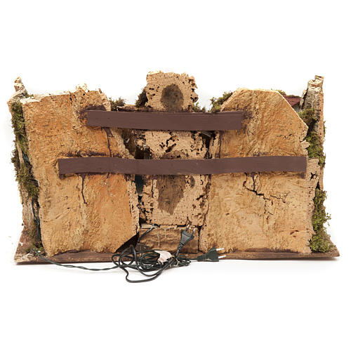 Borgo presepe con fuoco luci doppia cascata 40x76x38 4