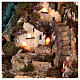 Nativity village with fire, lights, waterfall and pond 55x75x50 cm s4
