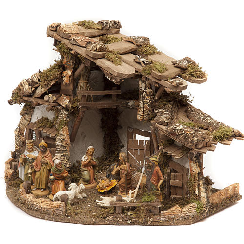 Nativity setting, stable hut 40x58x38cm 2