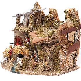 Bourg miniature crèche avec feu 28x38x28 cm s3