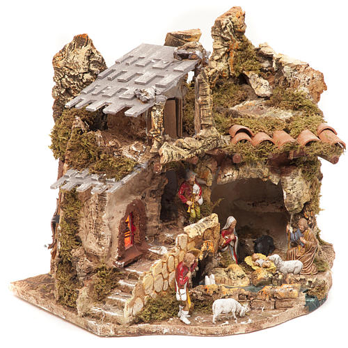 Bourg miniature crèche avec feu 28x38x28 cm 2