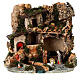 Nativity village, stable with fire 28x38x28cm s1