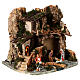 Nativity village, stable with fire 28x38x28cm s7
