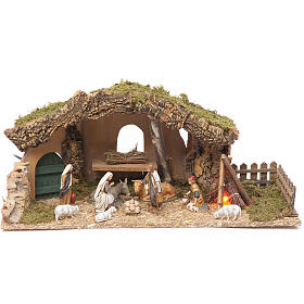 Cabanas e Grutas para Presépio: Cabana presépio com fogueira 25x56x21 cm